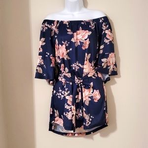Navy Blue Off Shoulder Dress